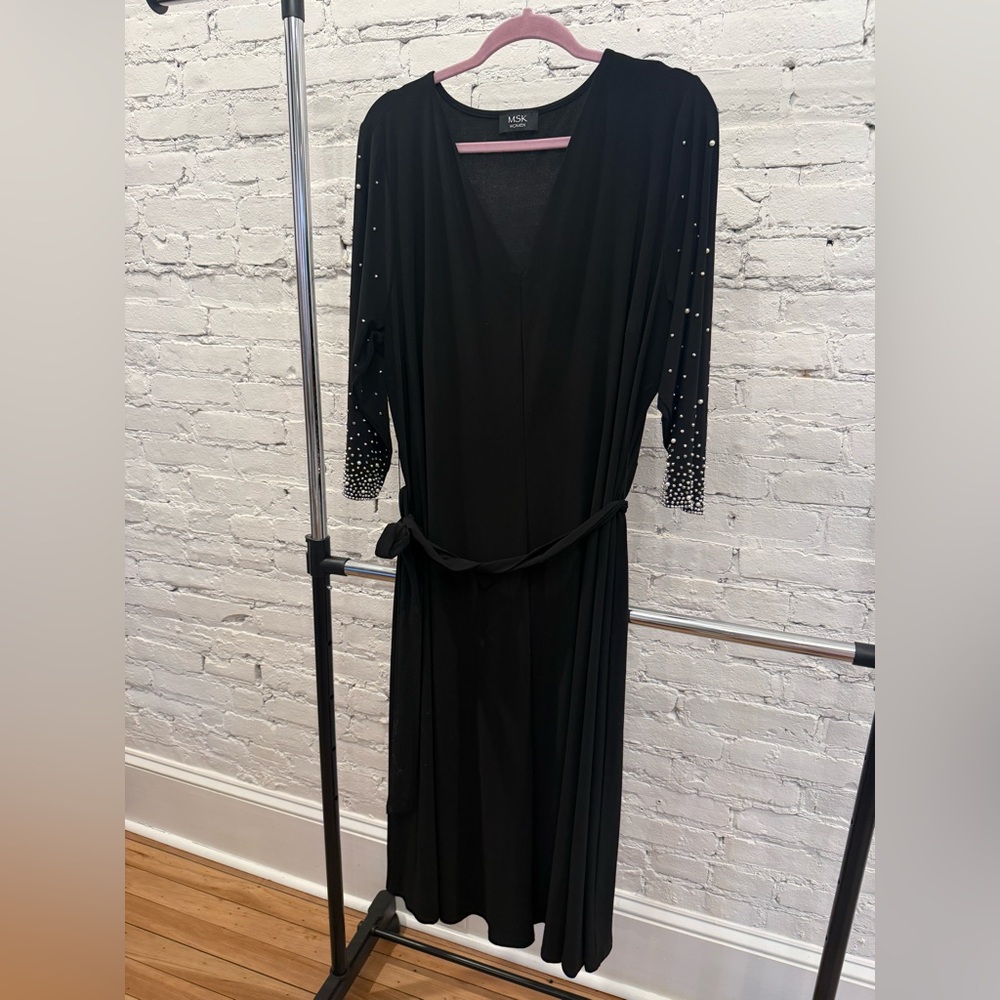 MSK Black Long Sleeve Dress with Studded Accents